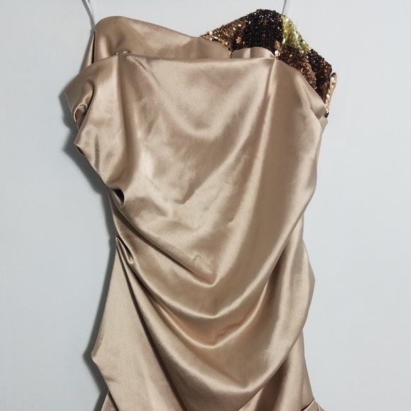 ABS Allen Schwartz Dresses & Skirts - Gorgeous NWT ABS gold sequin strapless dress, 14
